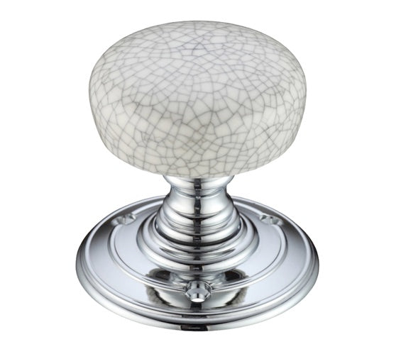 ZOO HARDWARE FULTON & BRAY GREY CRACKLE GLAZE PORCELAIN DOOR KNOBS POLISHED CHROME – FB304GCCP (PAIR)