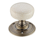 ZOO HARDWARE FULTON & BRAY IVORY CRACKLE GLAZE PORCELAIN DOOR KNOBS FLORENTINE BRONZE – FB304ICFB (PAIR)
