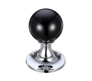 ZOO HARDWARE FULTON & BRAY BLACK GLASS BALL MORTICE DOOR KNOBS POLISHED CHROME – FB400CPBL (PAIR)