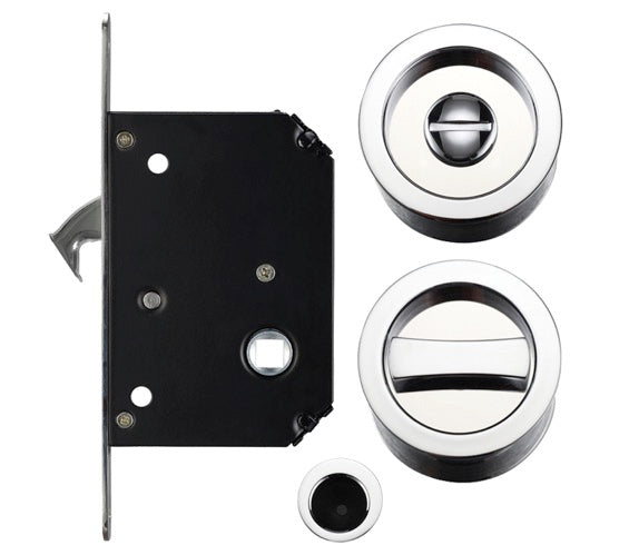 ZOO HARDWARE FULTON & BRAY SLIDING DOOR LOCK SET (SUITABLE FOR 35-45MM THICK DOORS), POLISHED CHROME - FB81CP