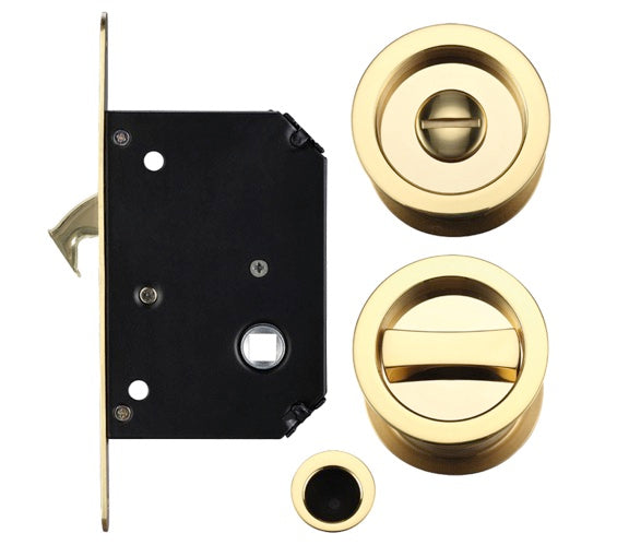 ZOO HARDWARE FULTON & BRAY SLIDING DOOR LOCK SET (SUITABLE FOR 35-45MM THICK DOORS), POLISHED BRASS - FB81