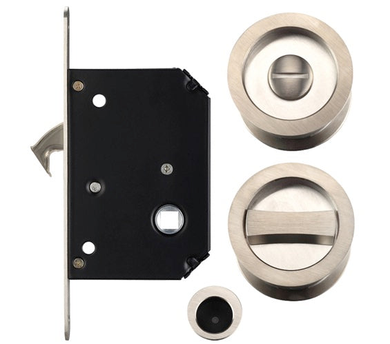 ZOO HARDWARE FULTON & BRAY SLIDING DOOR LOCK SET (SUITABLE FOR 35-45MM THICK DOORS), SATIN NICKEL - FB81SN