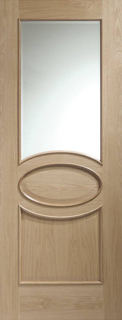 INTERNAL OAK CALABRIA WITH CLEAR BEVELLED GLASS AND RAISED MOULDINGS