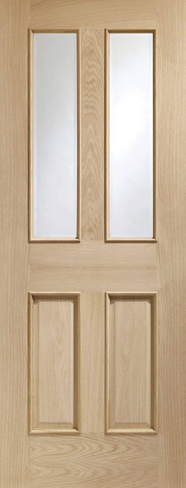 MALTON WITH RAISED MOULDINGS INTERNAL OAK DOOR WITH CLEAR BEVELLED GLASS