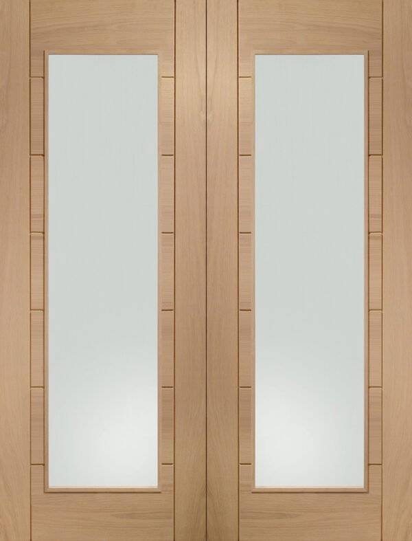 PALERMO INTERNAL OAK REBATED DOOR PAIR WITH CLEAR GLASS