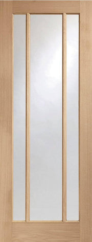 Wooden door with glass panels