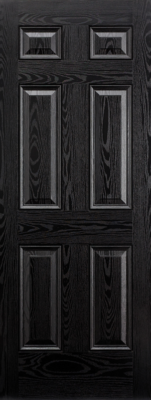Dark GRP door with six panels