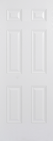 White door with a geometric design on a white background