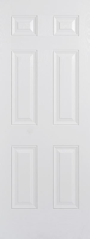 White door with a geometric design on a white background