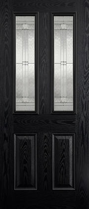 Dark GRP door with glass panels