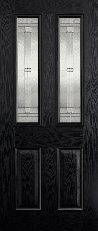 Dark GRP door with glass panels