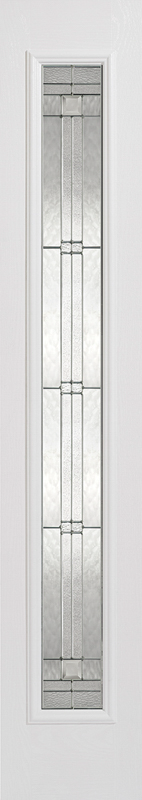 Stained glass panel with vertical bars on a white background