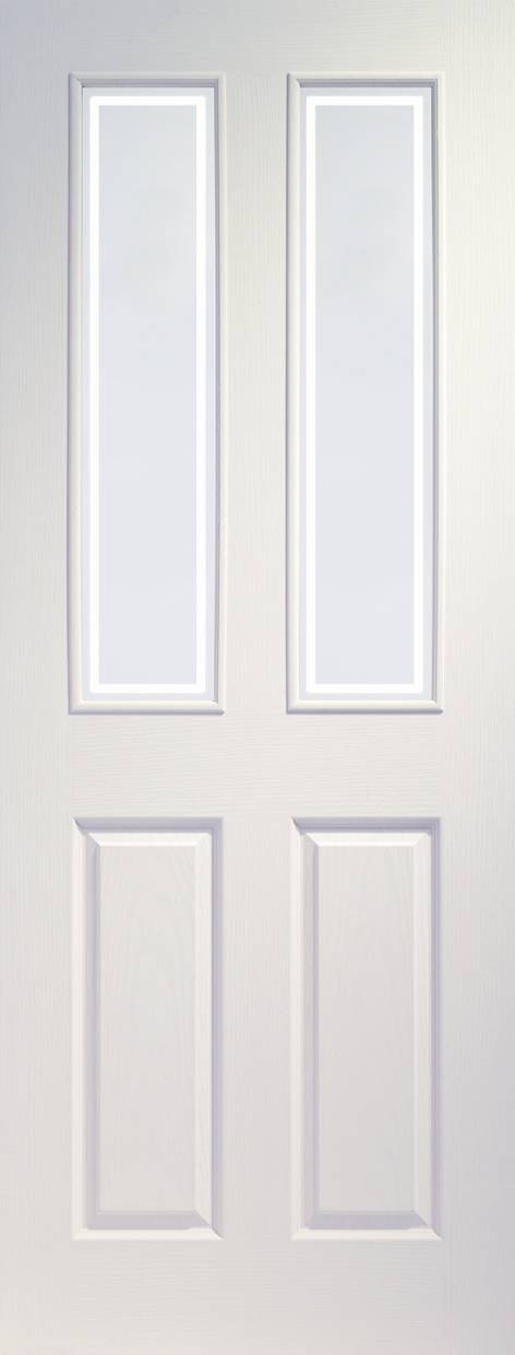 INTERNAL WHITE MOULDED VICTORIAN DOOR WITH FORBES GLASS