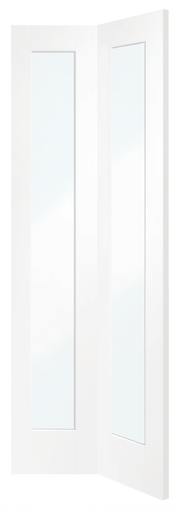 White interior door with a minimalist design on a white background