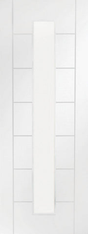 White door with a modern design on a white background