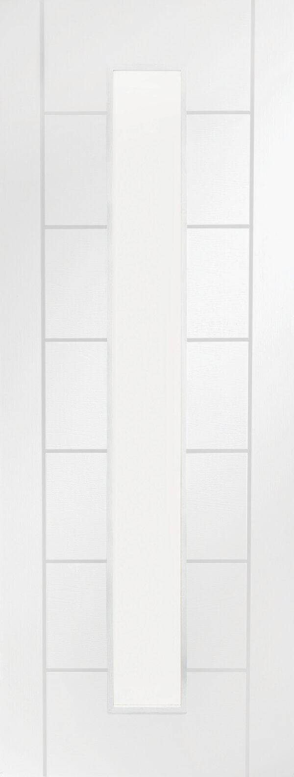 White door with a modern design on a white background