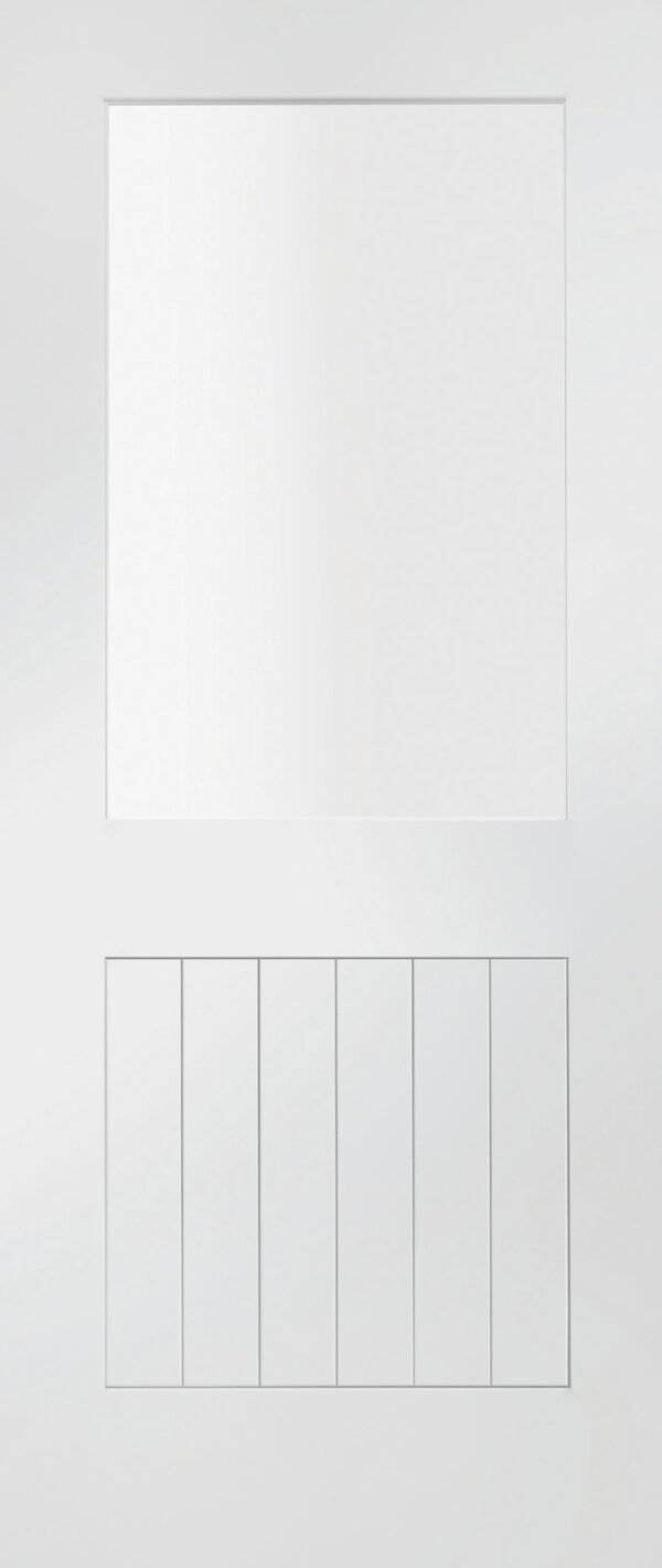 INTERNAL WHITE PRIMED SUFFOLK 1L WITH CLEAR GLASS FIRE DOOR