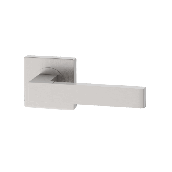 Metallic door handle on a white background