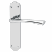 Chrome door handle on a gray background