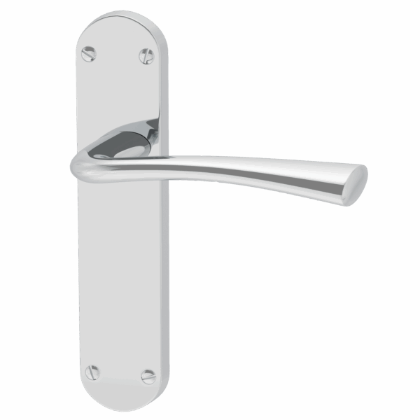 Chrome door handle on a gray background