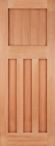 Hardwood door with vertical slats