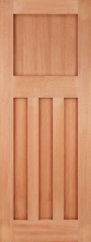 Hardwood door with vertical slats