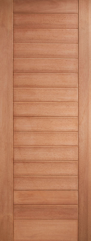 Hardwood door with horizontal slats