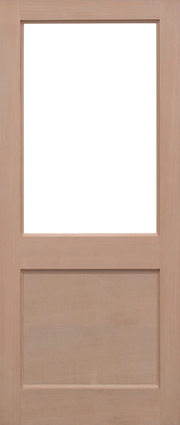 Wooden door with a glass panel