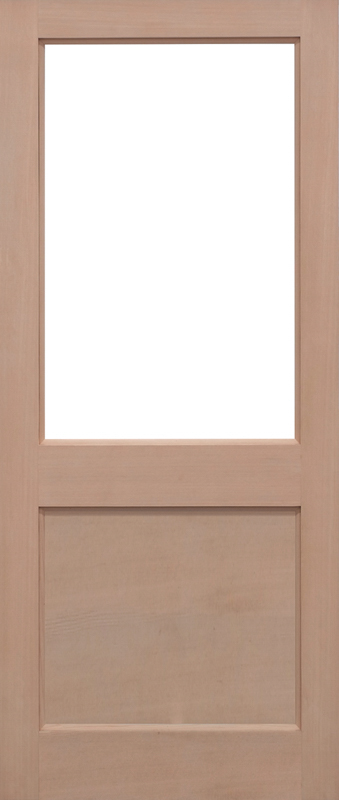 Wooden door with a glass panel