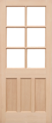 Wooden door with six glass panels and four solid wood panels