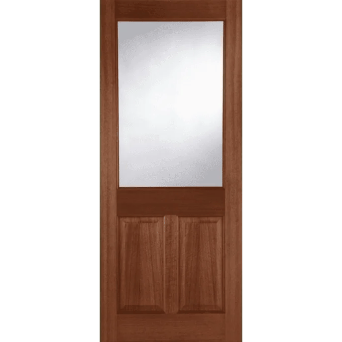 Wooden door without a glass panel on a  transparent background