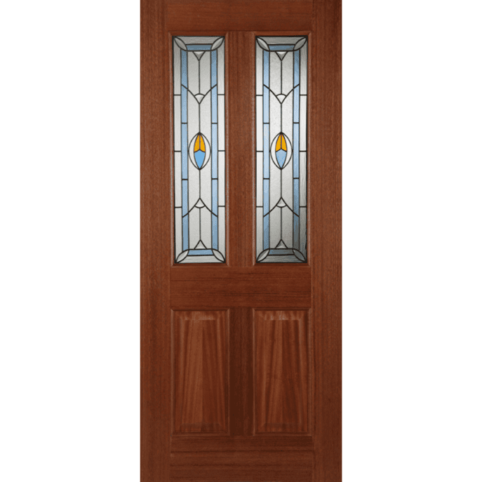 HARDWOOD EDWARDIAN BLUE GLAZED UNFINISHED EXTERNAL DOOR