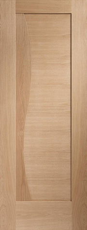 Wooden door with a vertical panel design