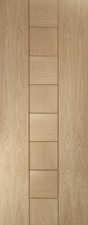 Wooden door with a vertical panel design