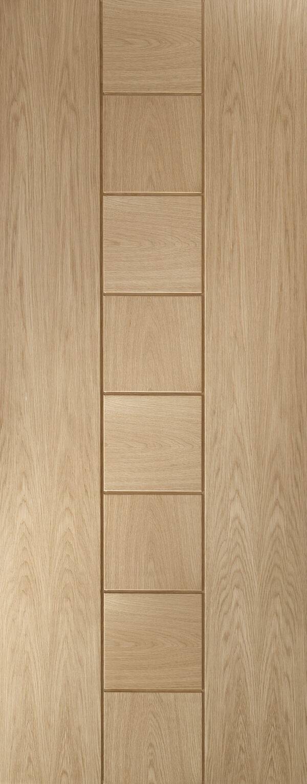 Wooden door with a vertical panel design