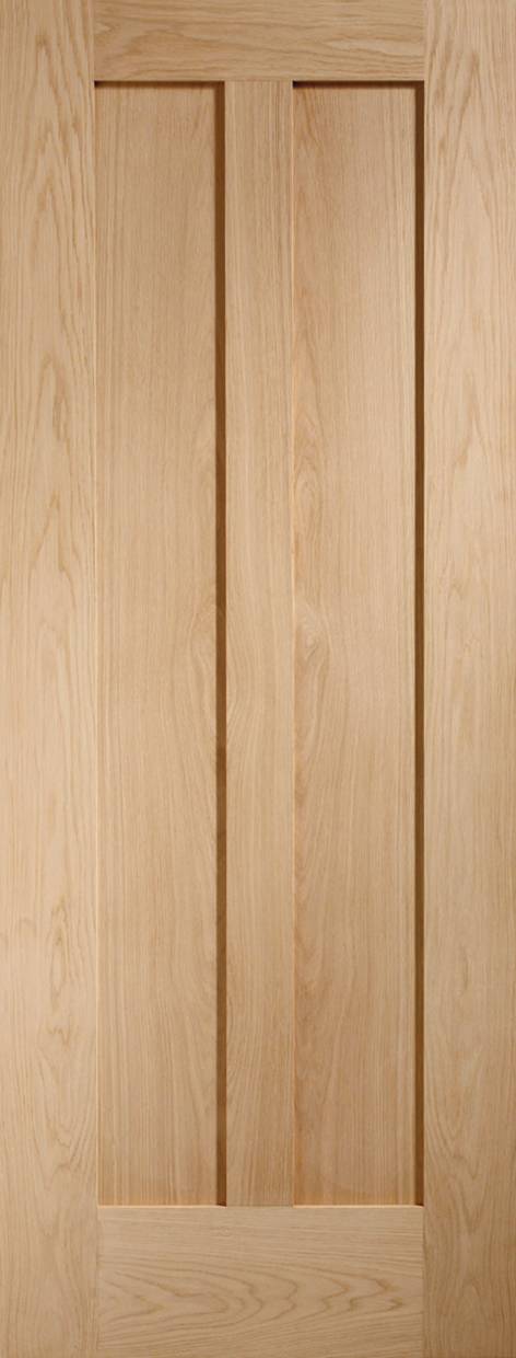Wooden door with a vertical panel design