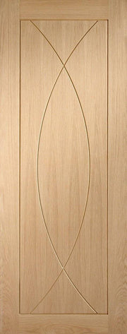 Wooden door with a decorative oval cutout