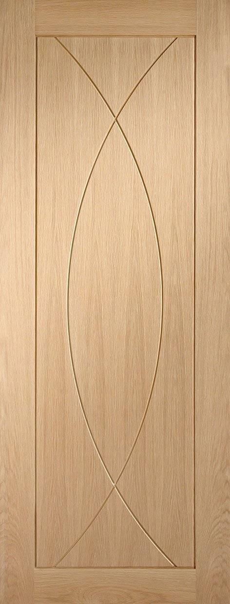 Wooden door with a decorative oval cutout