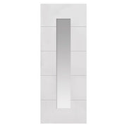 4 LINE GLAZED HORIZONTAL WHITE PRIMED CONTEMPORARY MOULDED PANELLED INTERNAL DOOR