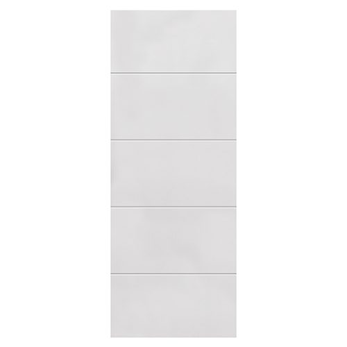 4 LINE HORIZONTAL WHITE PRIMED CONTEMPORARY MOULDED PANELLED INTERNAL DOOR