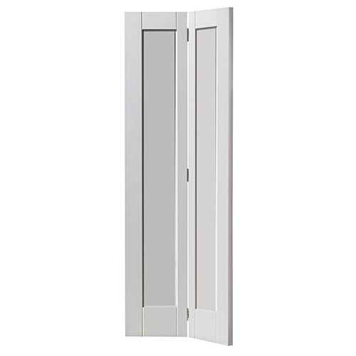TOBAGO GLAZED SHAKER PANEL WHITE PRIMED INTERNAL BI-FOLD DOOR