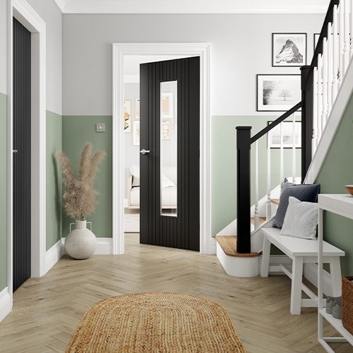 ARIA BLACK GLAZED CONTEMPORARY FLUTED PREFINISHED INTERNAL DOOR