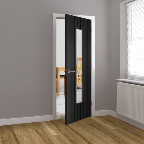 ARIA BLACK GLAZED CONTEMPORARY FLUTED PREFINISHED INTERNAL DOOR