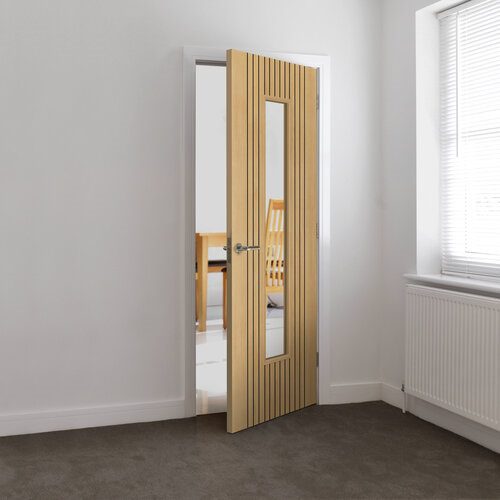 ARIA OAK GLAZED CONTEMPORARY FLUTED PREFINISHED INTERNAL DOOR