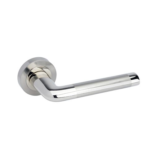 ATLANTA SATIN & POLISHED CHROME OVAL LEVER ON ROUND ROSE HANDLE PACK – STANDARD