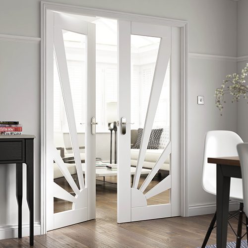 AURORA GLAZED RETRO SUNSHINE WHITE PRIMED INTERNAL DOOR