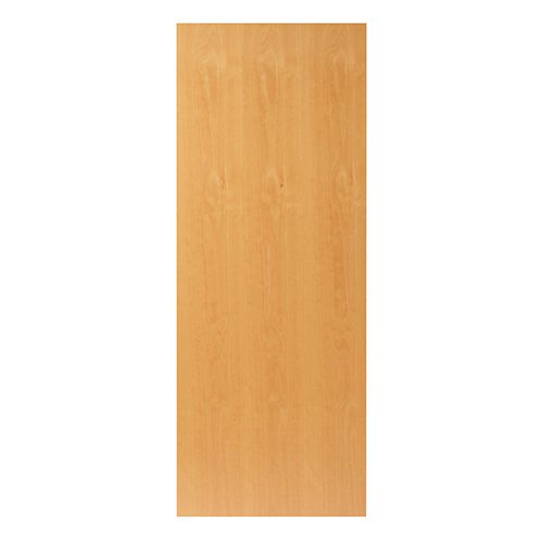 Wooden door panel with a light brown finish on a white background