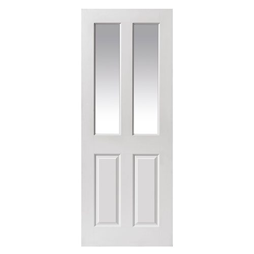 CANTERBURY GLAZED SMOOTH WHITE PRIMED MOULDED PANELLED INTERNAL DOOR