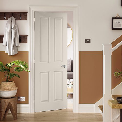 CANTERBURY GRAINED WHITE PRIMED MOULDED PANELLED INTERNAL FIRE DOOR