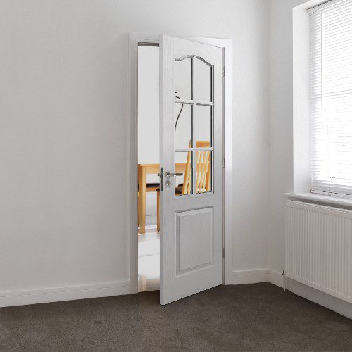 CLASSIQUE GLAZED GRAINED WHITE PRIMED MOULDED PANELLED INTERNAL DOOR